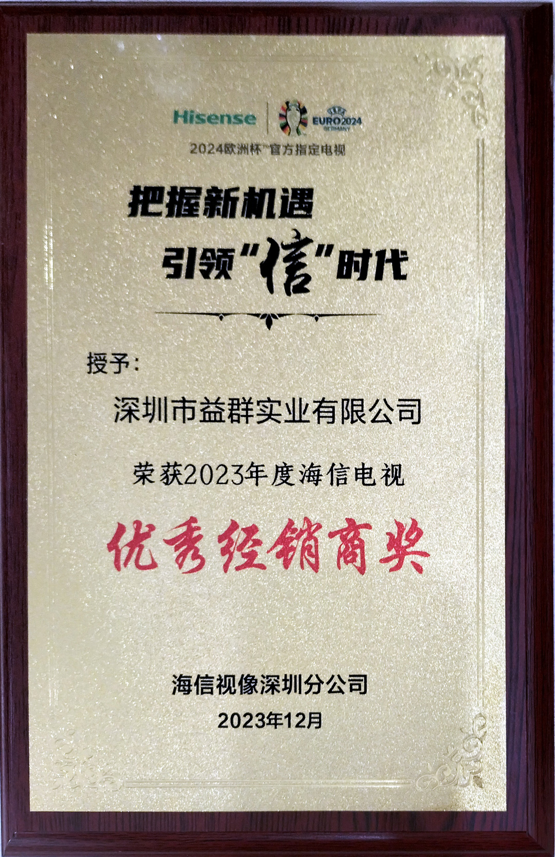 海信“優(yōu)秀經(jīng)銷(xiāo)商”獎(jiǎng)